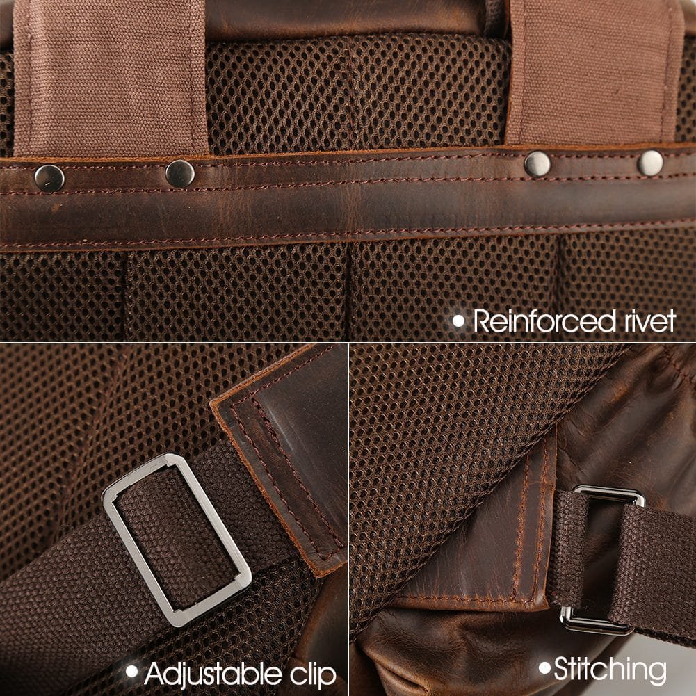 High Quality Mens Full Grain Cowhide Leather Vintage Office Laptop College Backpack Article: BPK-FL0021 - Image 3