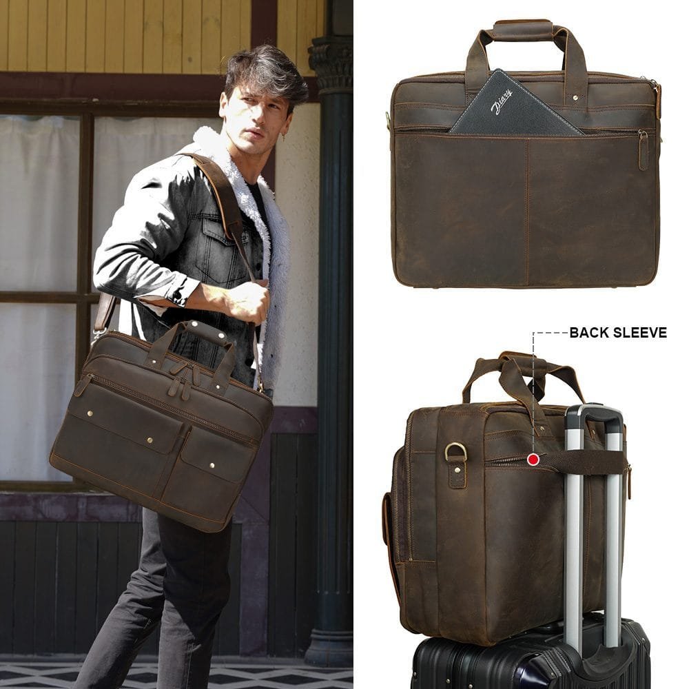 High Quality Laptop Messenger Bag Full Grain Leather Cowhide Briefcases for Men Article: MGR-UL005 - Image 6