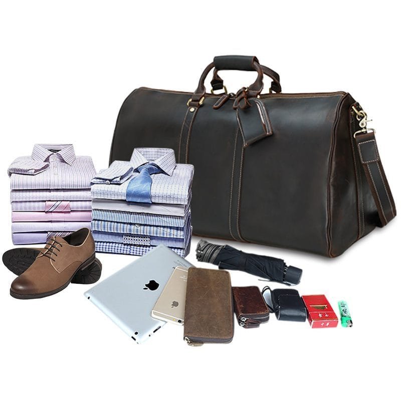 Full Grain Cowhide Leather Travel Bag Duffel Bag Weekend Outdoor for Men Article: DFL-ML005 - Image 6