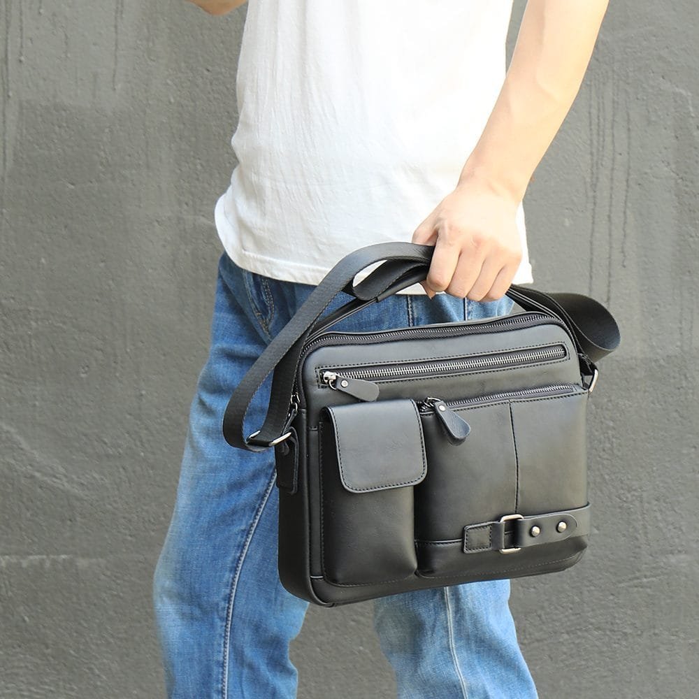 Full Grain Cowhide Leather Top Handle Large Capacity Handmade Men Messenger Crossbody Vintage Satchel Bag Article: SCB-ML002 - Image 3