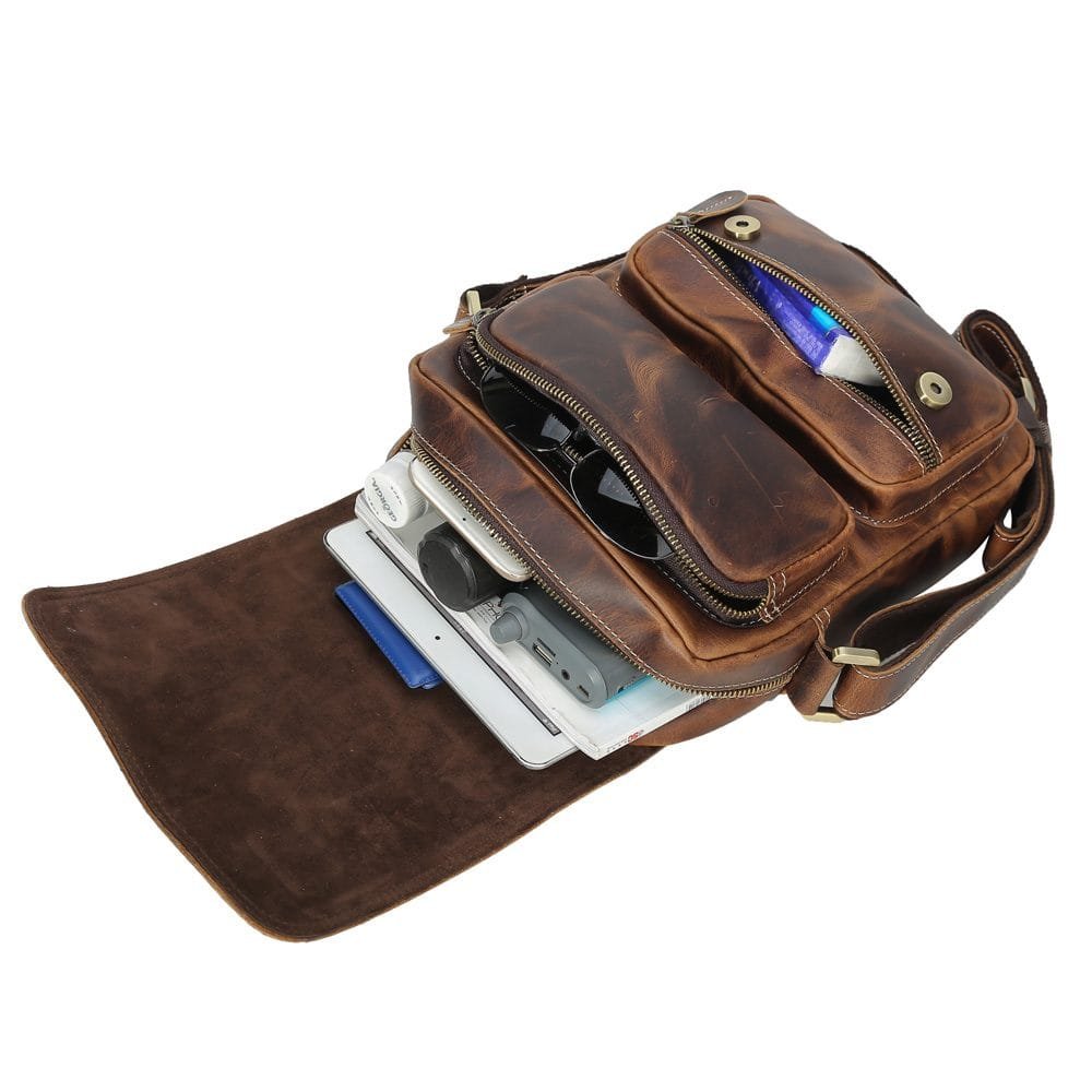 Full Grain Cowhide Leather Handmade Men Messenger Crossbody Satchel Bag Article: SCB-ML003 - Image 3