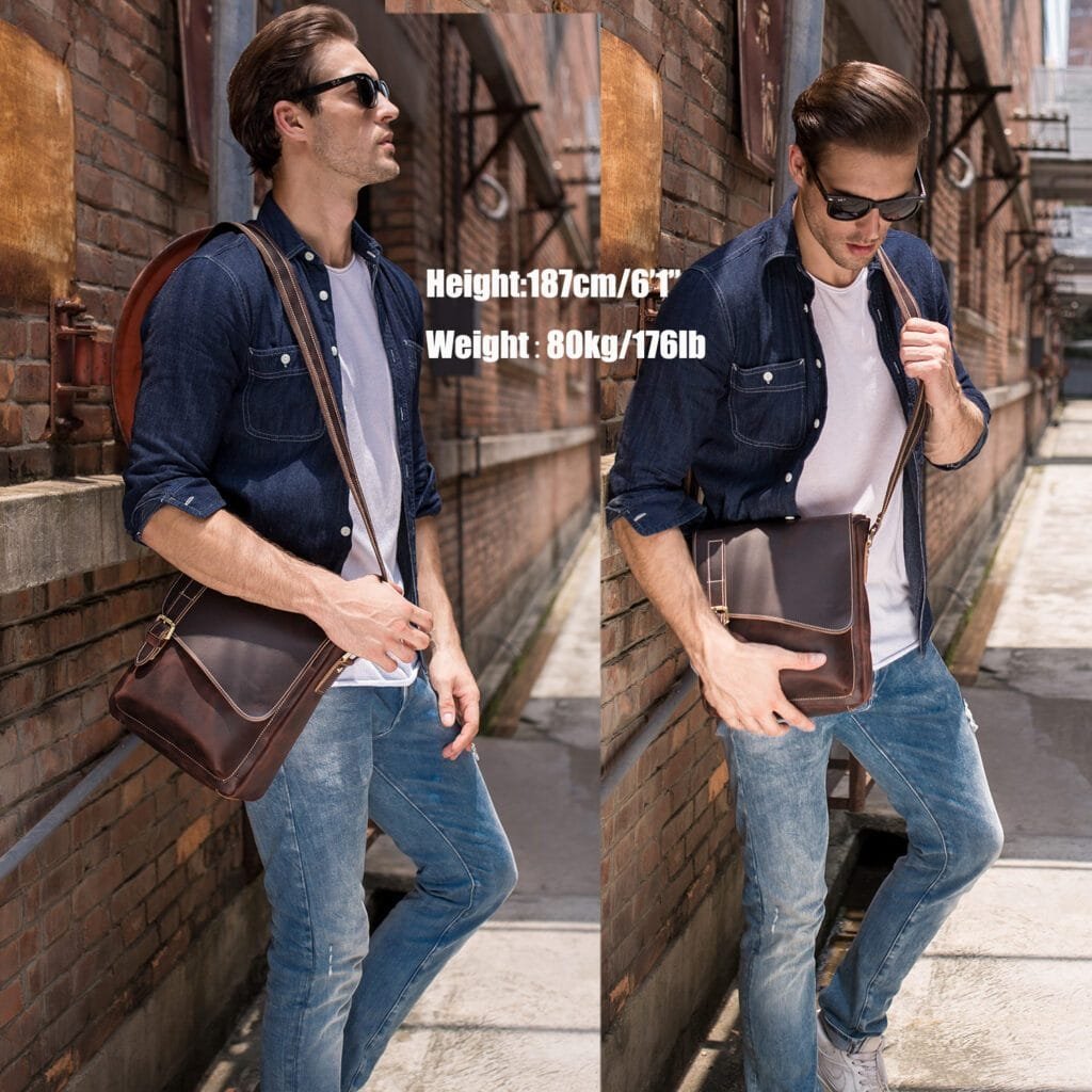 Full Grain Cowhide Leather Handmade Men Messenger Crossbody Satchel Bag Article: SCB-ML007 - Image 3