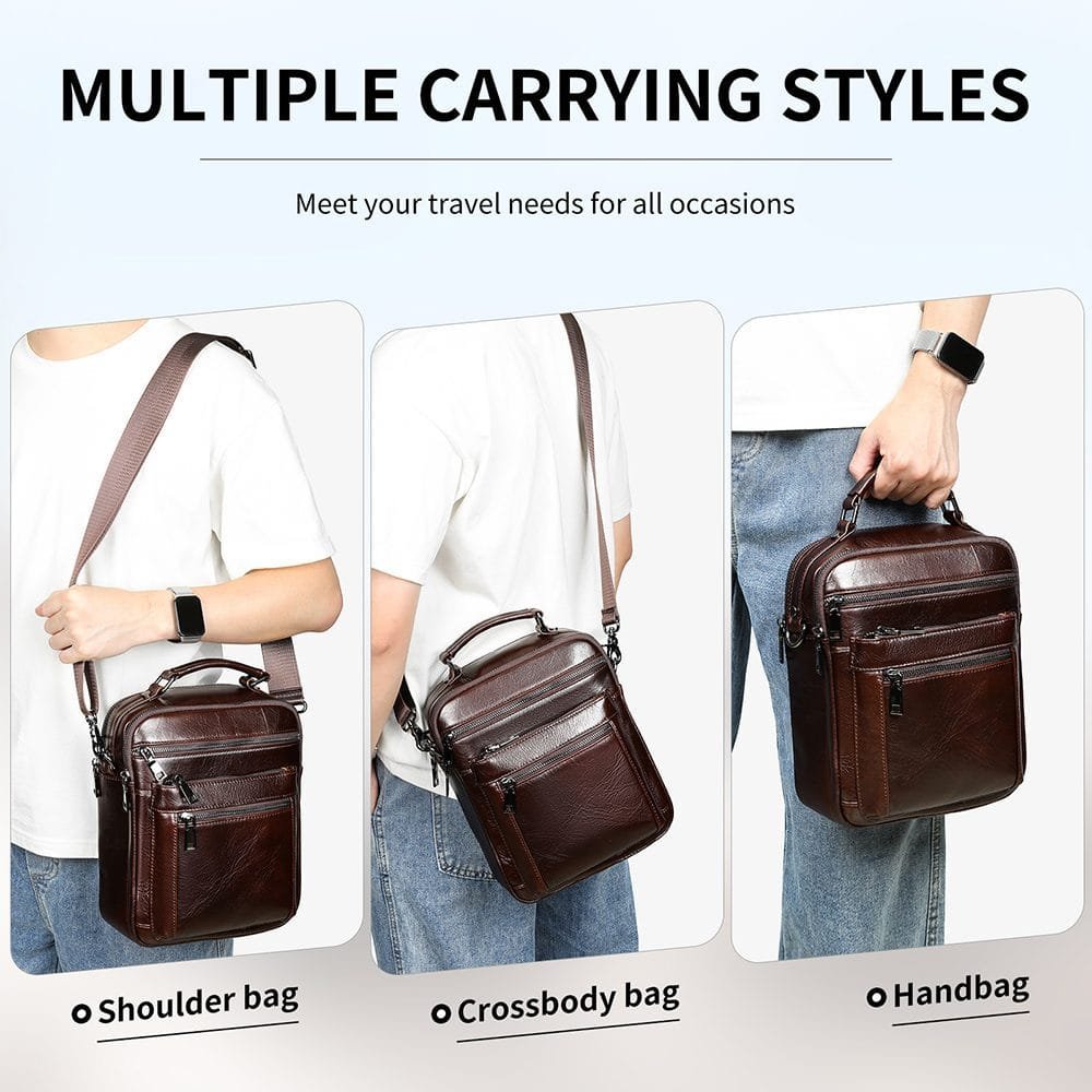 Full Grain Cowhide Leather Handmade Men Messenger Crossbody Satchel Bag Article: SCB-ML009 - Image 3