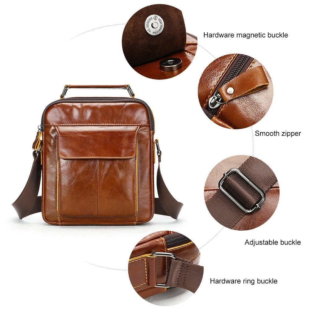 Full Grain Cowhide Leather Handmade Men Messenger Crossbody Satchel Bag Article: SCB-ML012 - Image 6