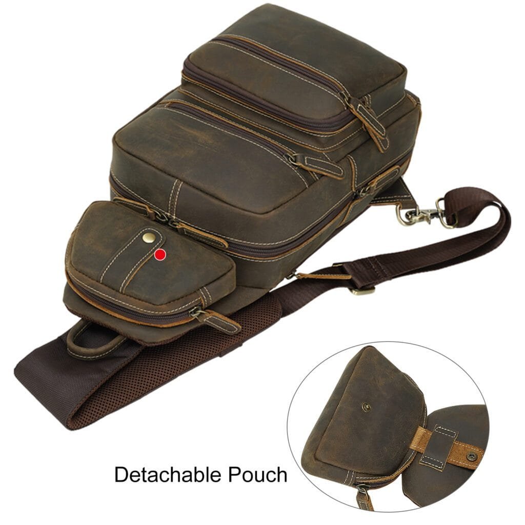 Full Grain Cowhide Leather Crossbody Sling Chest Pack One Shoulder Bag Article: SCB-ML019 - Image 3