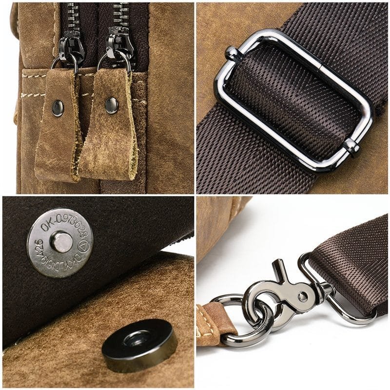 Full Grain Cowhide Leather Crossbody Sling Chest Pack One Shoulder Bag Article: SCB-ML020 - Image 3
