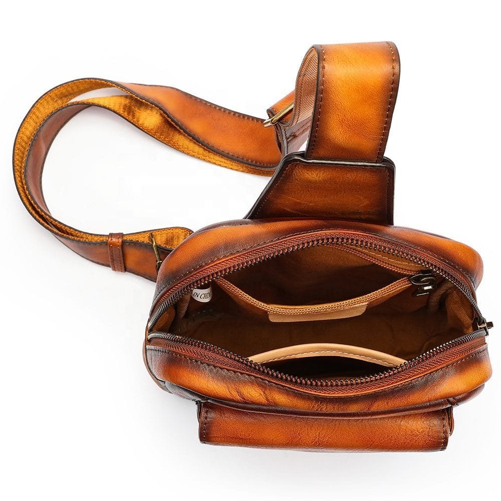 Full Grain Cowhide Leather Crossbody Sling Chest Pack One Shoulder Bag Article: SCB-ML024 - Image 3