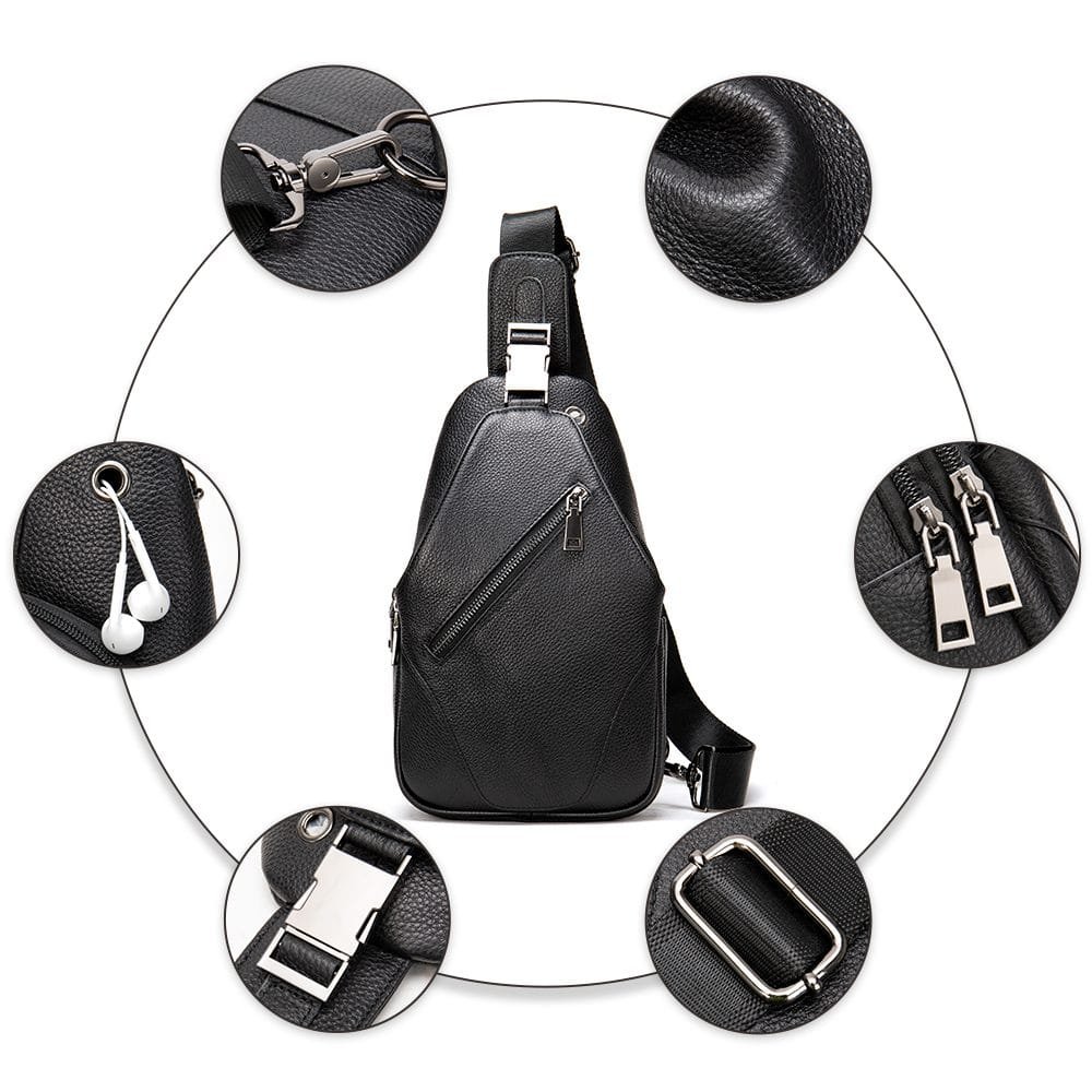 Full Grain Cowhide Leather Crossbody Sling Chest Pack One Shoulder Bag Article: SCB-ML026 - Image 3