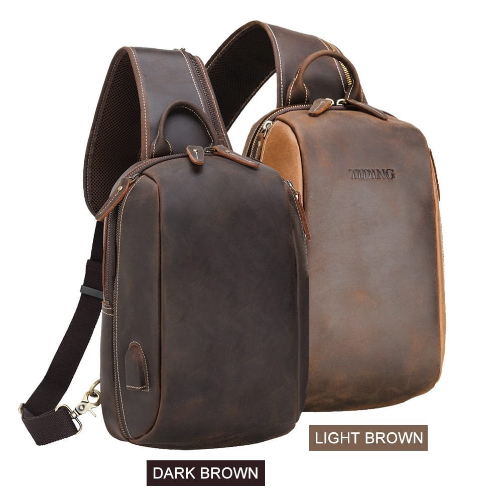 Full Grain Cowhide Leather Crossbody Sling Chest Pack One Shoulder Bag Article: SCB-ML034 - Image 3