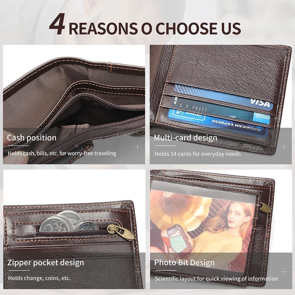 Full Grain Cowhide Leather Man Real Leather Wallet Article: WLT-ML004 - Image 3