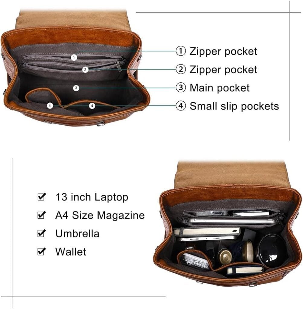 High Quality Women Vintage Full Grain Cowhide Leather Office Laptop College Backpack Article: BPKW-FL016 - Image 6