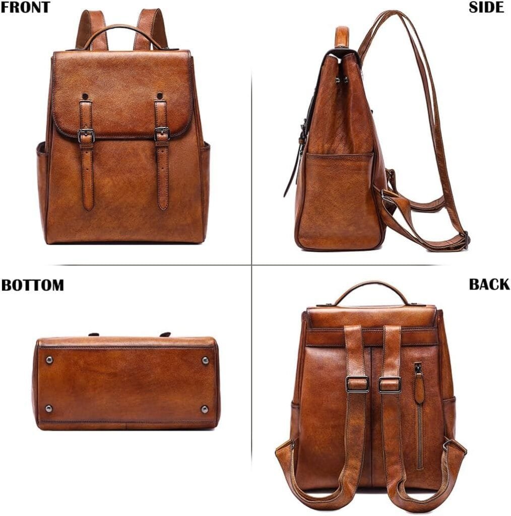 High Quality Women Vintage Full Grain Cowhide Leather Office Laptop College Backpack Article: BPKW-FL016 - Image 5