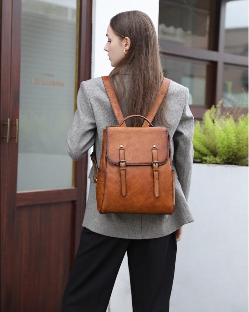 High Quality Women Vintage Full Grain Cowhide Leather Office Laptop College Backpack Article: BPKW-FL016