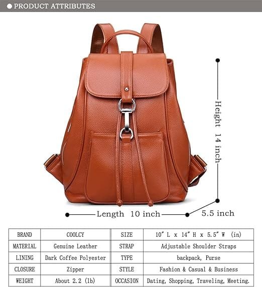 High Quality Women Vintage Full Grain Cowhide Leather Office Laptop College Backpack Article: BPKW-FL015 - Image 4