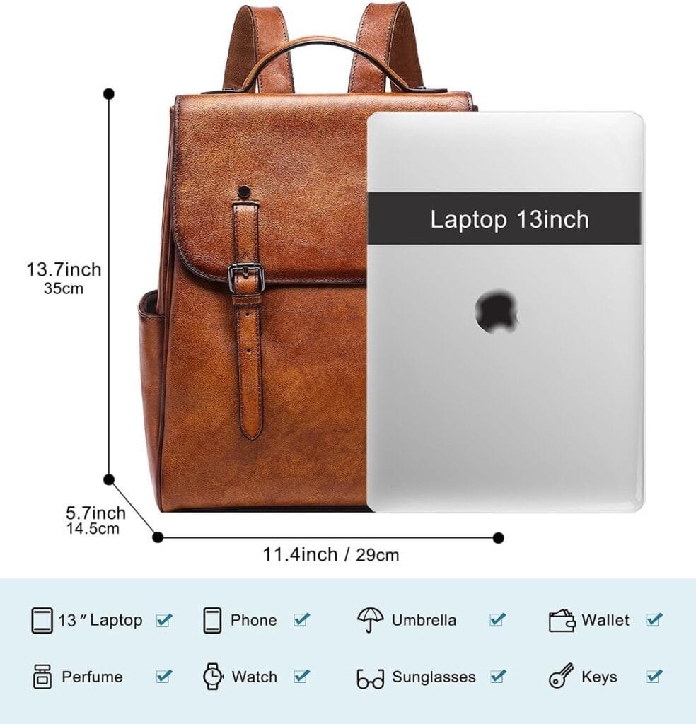 High Quality Women Vintage Full Grain Cowhide Leather Office Laptop College Backpack Article: BPKW-FL016 - Image 3