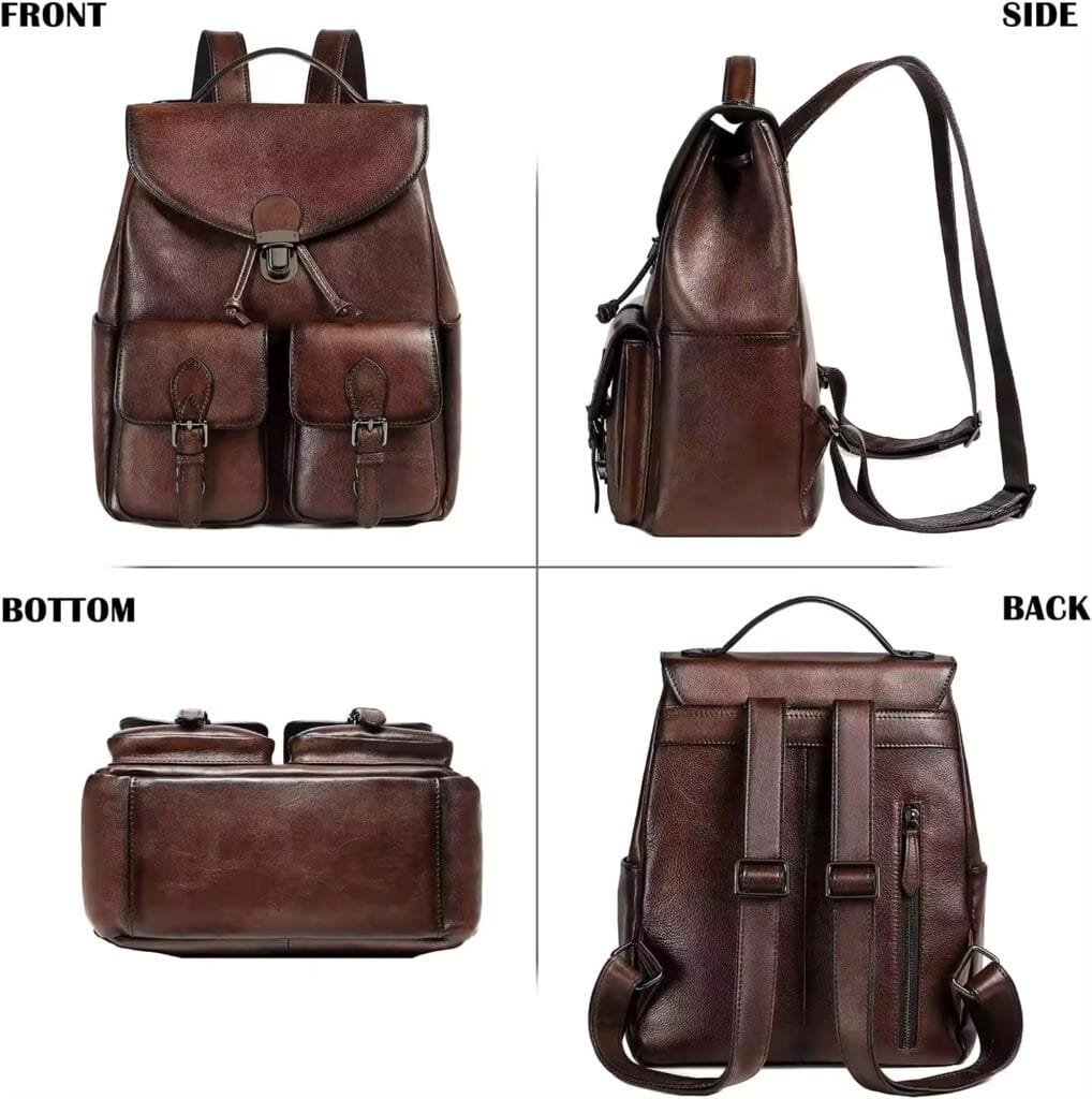 High Quality Women Vintage Full Grain Cowhide Leather Office Laptop College Backpack Article: BPKW-FL013