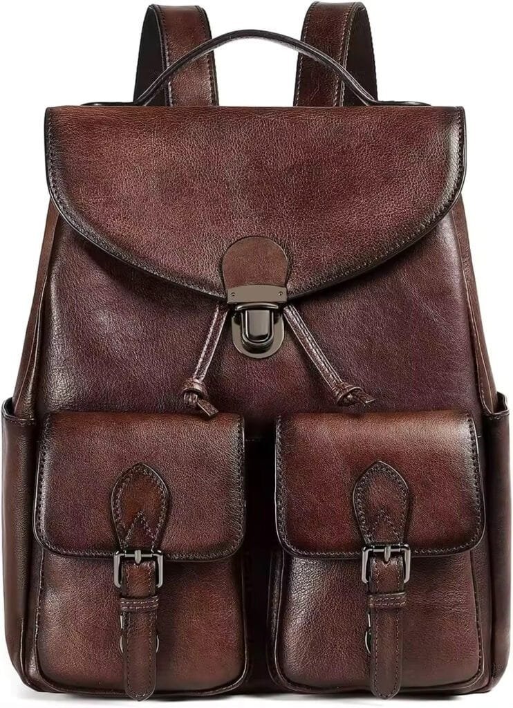 High Quality Women Vintage Full Grain Cowhide Leather Office Laptop College Backpack Article: BPKW-FL013 - Image 4