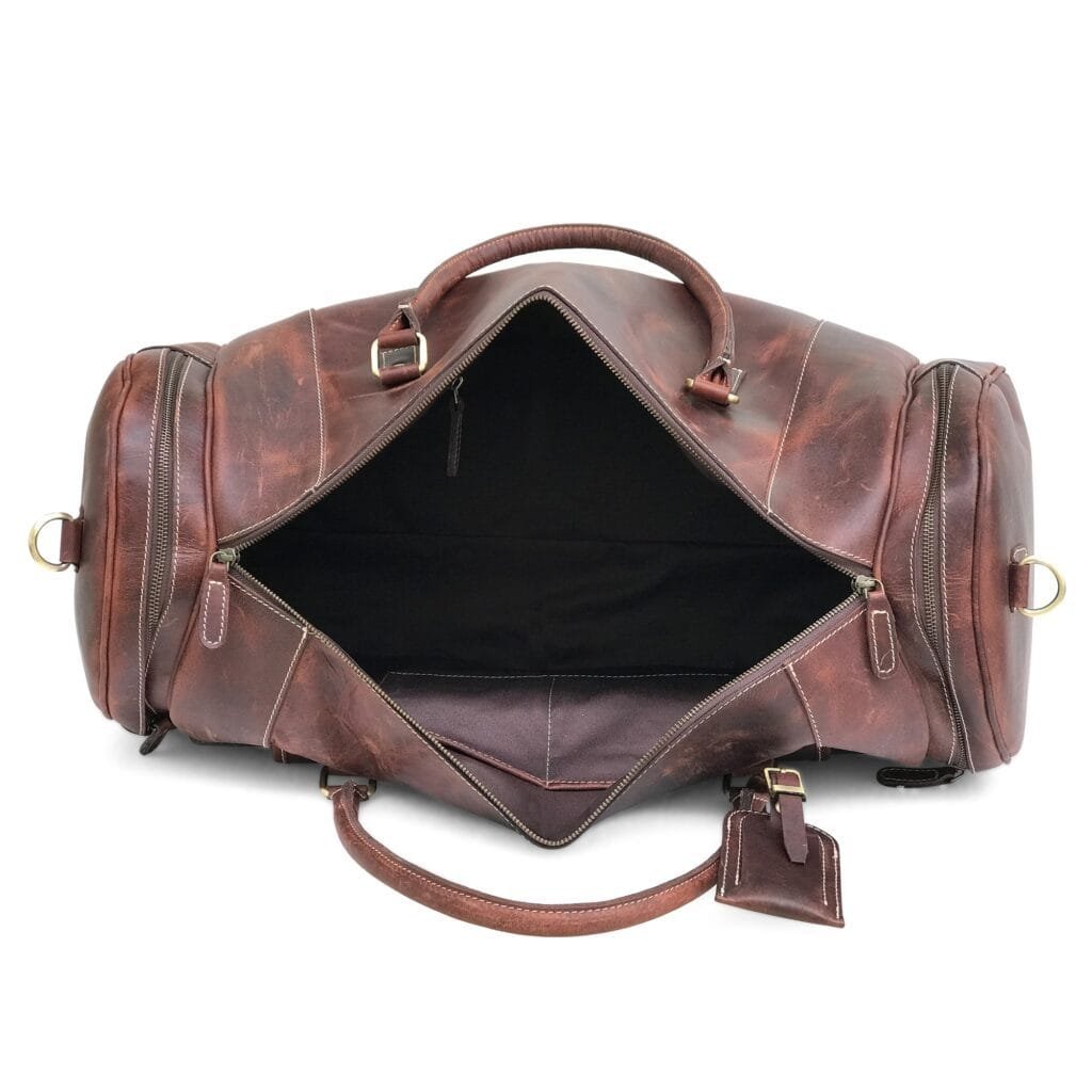 Full Grain Cowhide Leather Travel Bag Duffel Bag Weekend Outdoor for Men Article: DFL-ML013