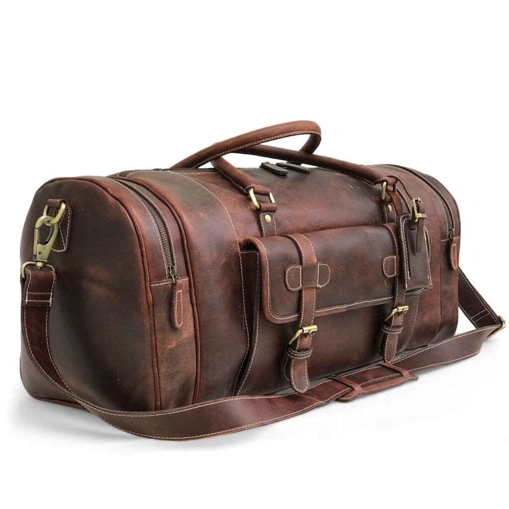 Full Grain Cowhide Leather Travel Bag Duffel Bag Weekend Outdoor for Men Article: DFL-ML013 - Image 3