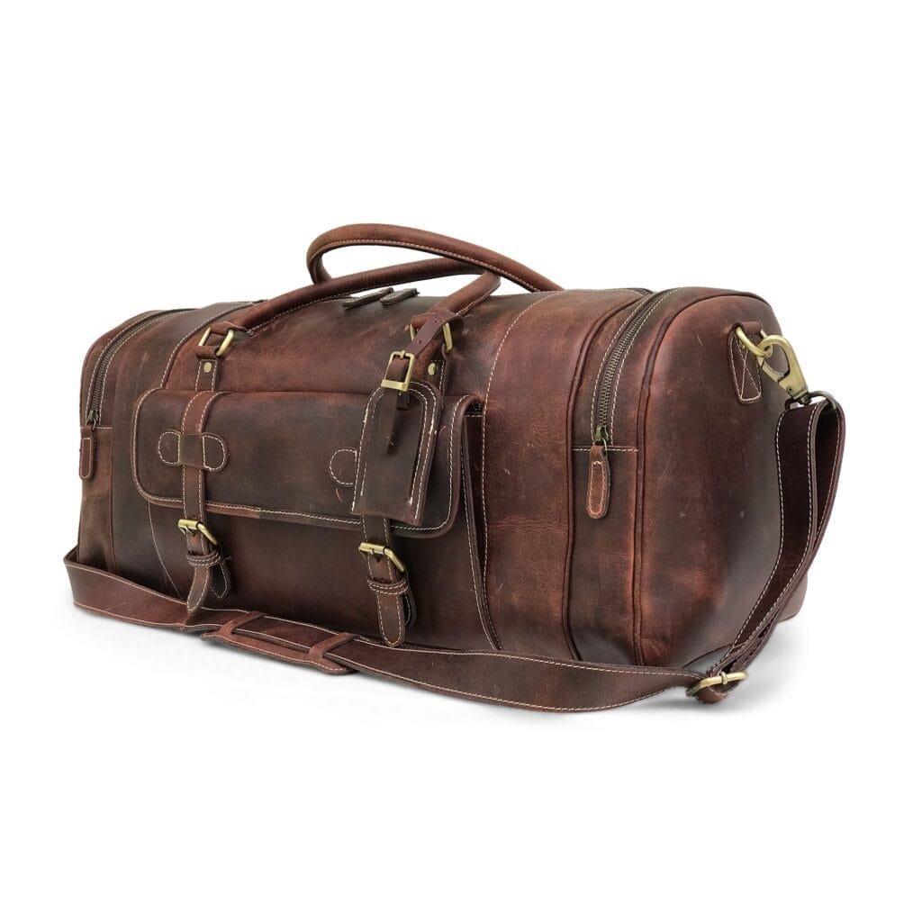 Full Grain Cowhide Leather Travel Bag Duffel Bag Weekend Outdoor for Men Article: DFL-ML013 - Image 4