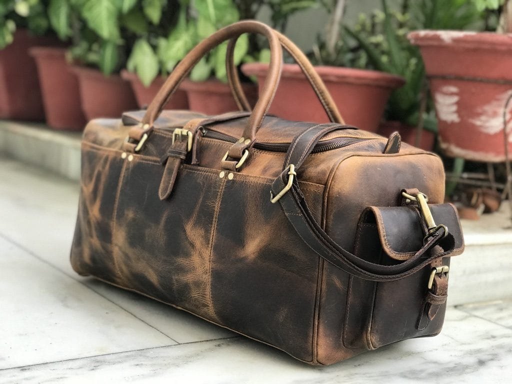 Full Grain Cowhide Leather Travel Bag Duffel Bag Weekend Outdoor for Men Article: DFL-ML015 - Image 4
