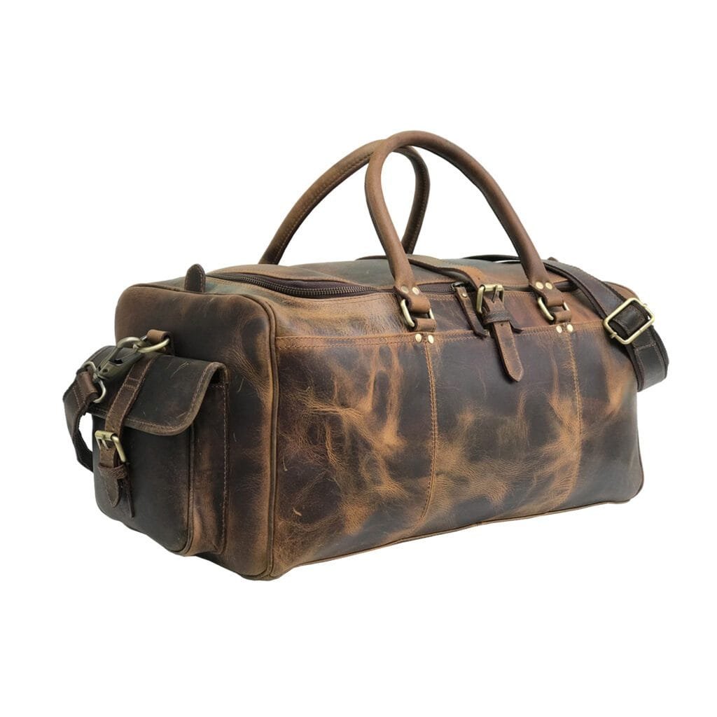 Full Grain Cowhide Leather Travel Bag Duffel Bag Weekend Outdoor for Men Article: DFL-ML015