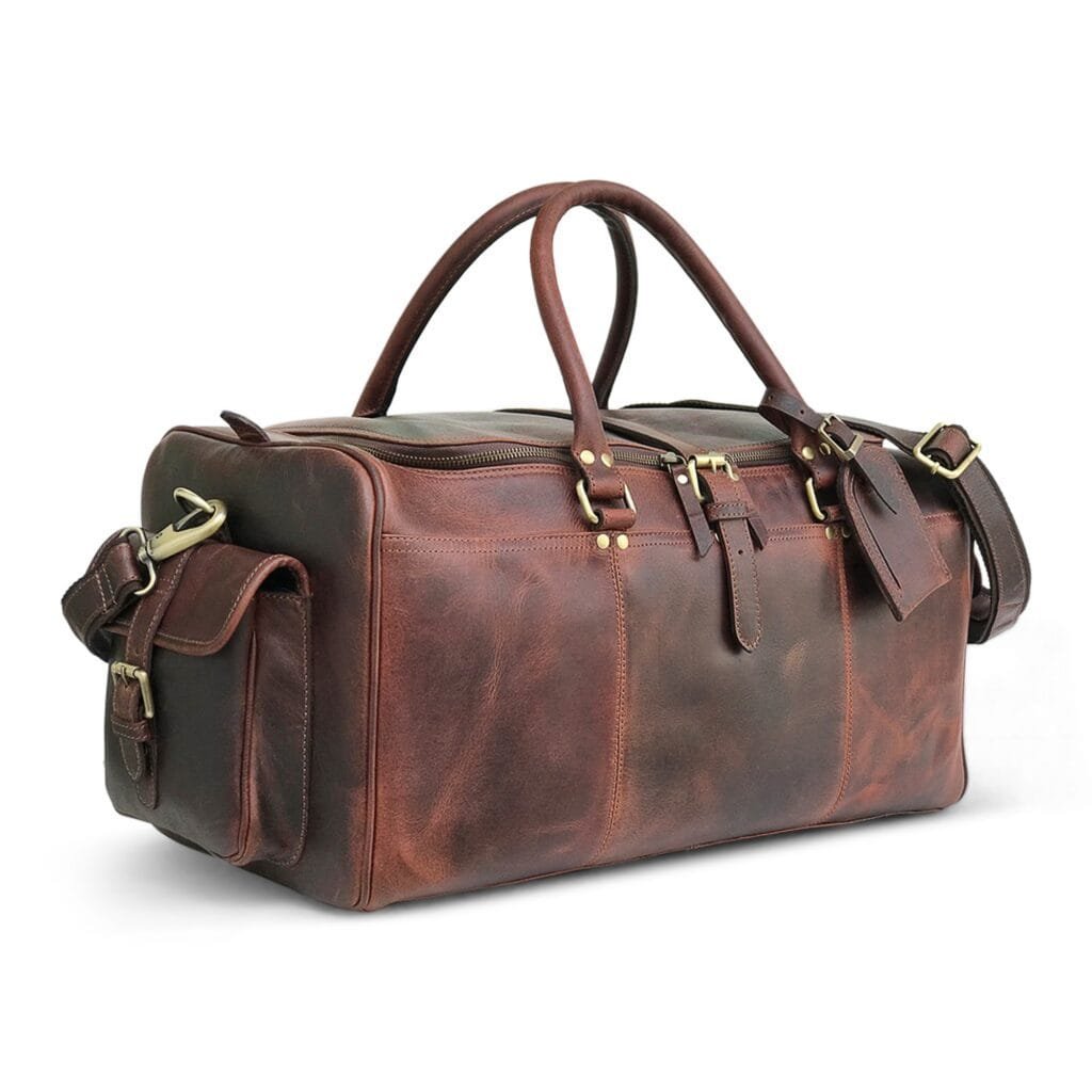 Full Grain Cowhide Leather Travel Bag Duffel Bag Weekend Outdoor for Men Article: DFL-ML014