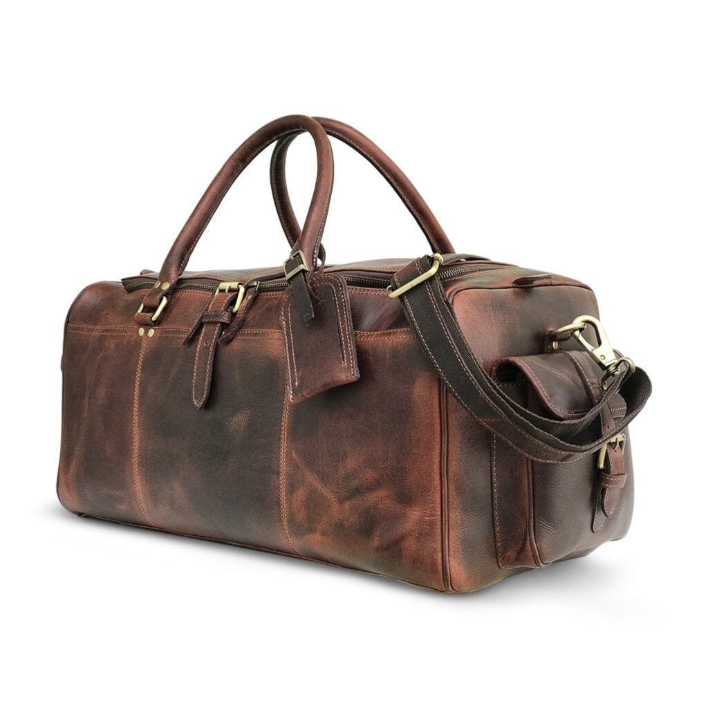 Full Grain Cowhide Leather Travel Bag Duffel Bag Weekend Outdoor for Men Article: DFL-ML014 - Image 4