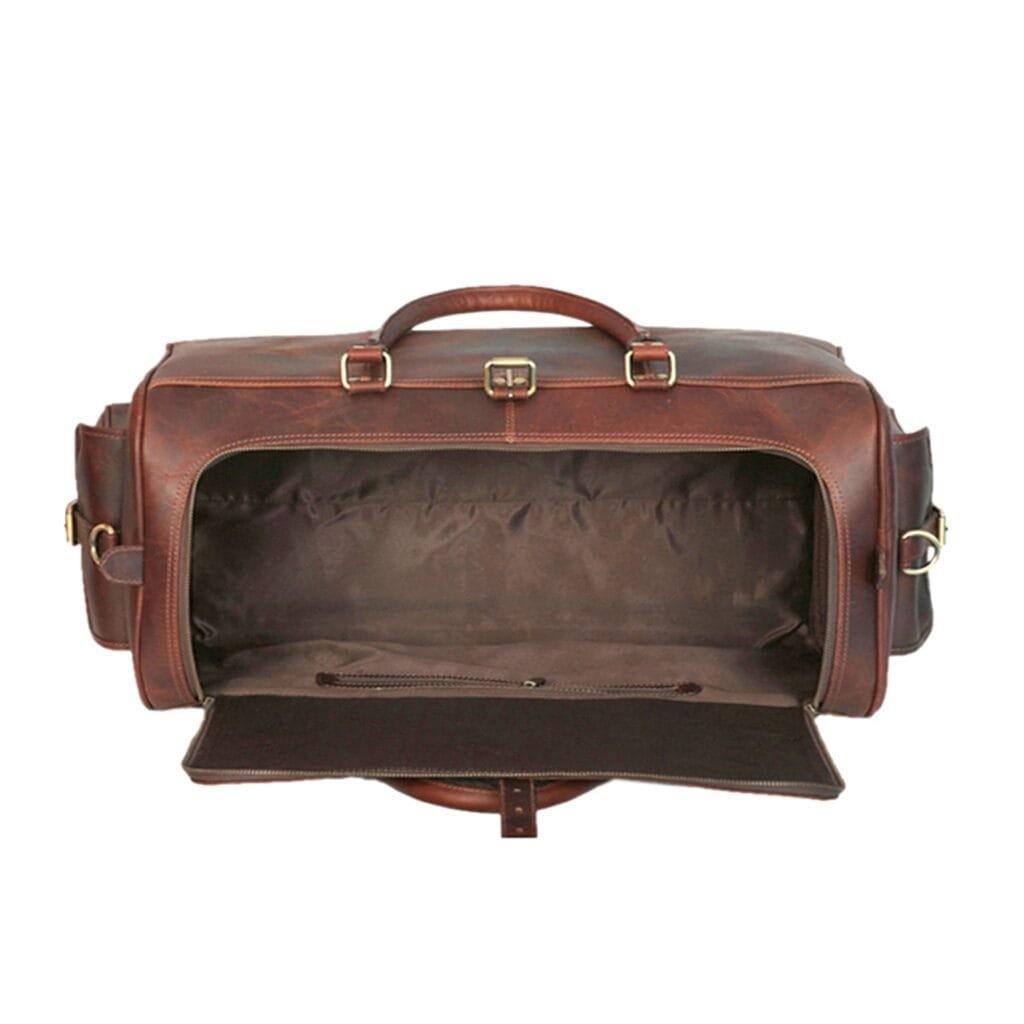 Full Grain Cowhide Leather Travel Bag Duffel Bag Weekend Outdoor for Men Article: DFL-ML014 - Image 5