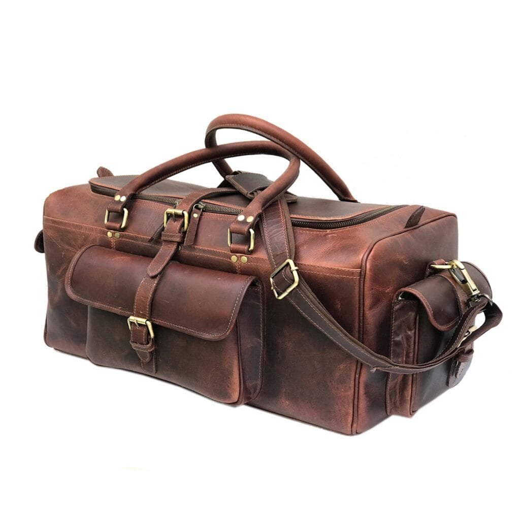 Full Grain Cowhide Leather Travel Bag Duffel Bag Weekend Outdoor for Men Article: DFL-ML012 - Image 6
