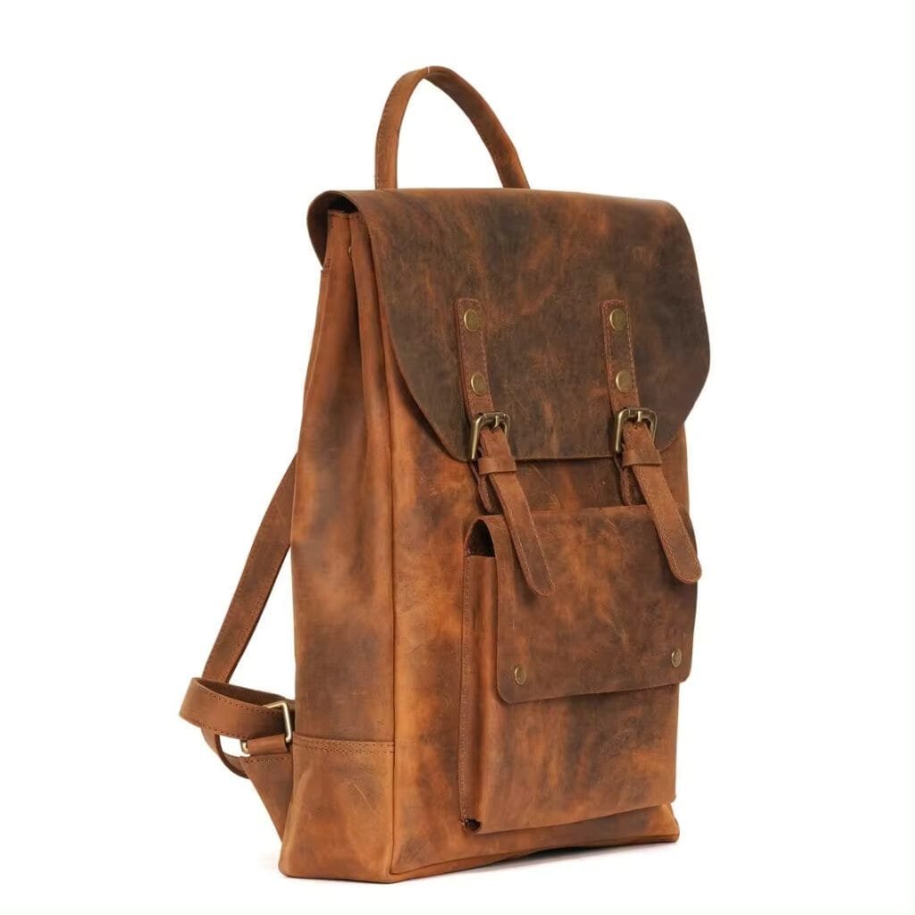 High Quality Women Vintage Full Grain Cowhide Leather Office Laptop College Backpack Article: BPKW-FL012 - Image 4