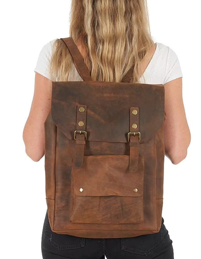 High Quality Women Vintage Full Grain Cowhide Leather Office Laptop College Backpack Article: BPKW-FL012 - Image 6