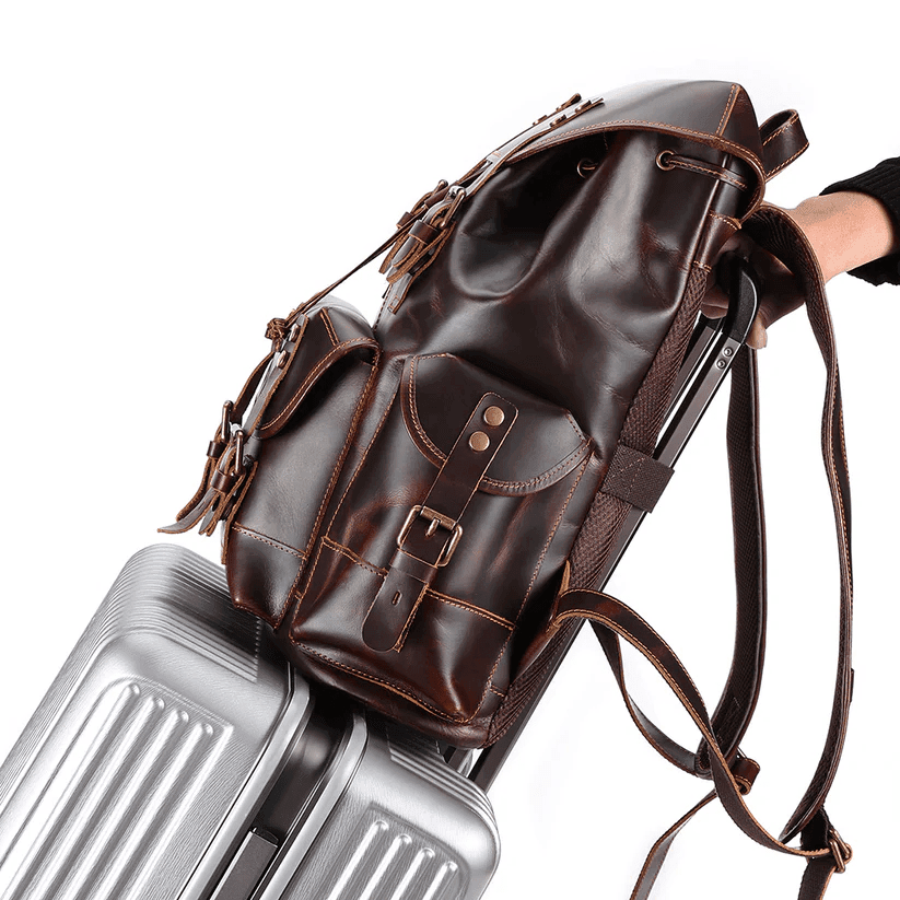 High Quality Mens Full Grain Cowhide Leather Vintage Office Laptop College Backpack Article: BPK-FL0022 - Image 5