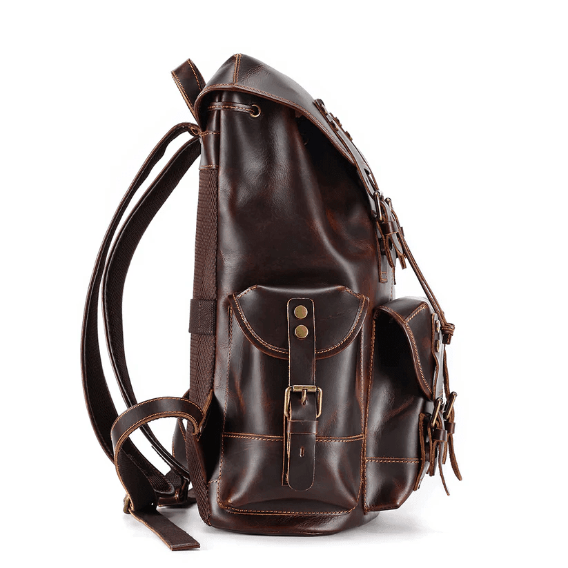 High Quality Mens Full Grain Cowhide Leather Vintage Office Laptop College Backpack Article: BPK-FL0022 - Image 10
