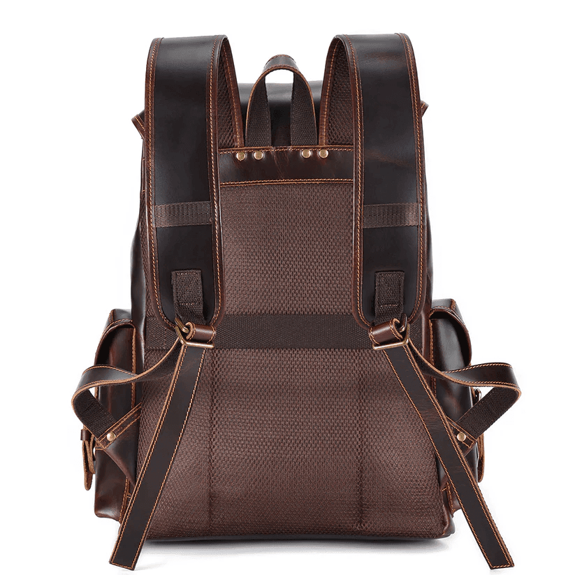 High Quality Mens Full Grain Cowhide Leather Vintage Office Laptop College Backpack Article: BPK-FL0022 - Image 9