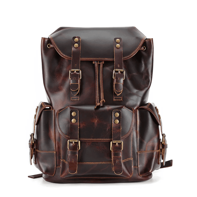 High Quality Mens Full Grain Cowhide Leather Vintage Office Laptop College Backpack Article: BPK-FL0022 - Image 7