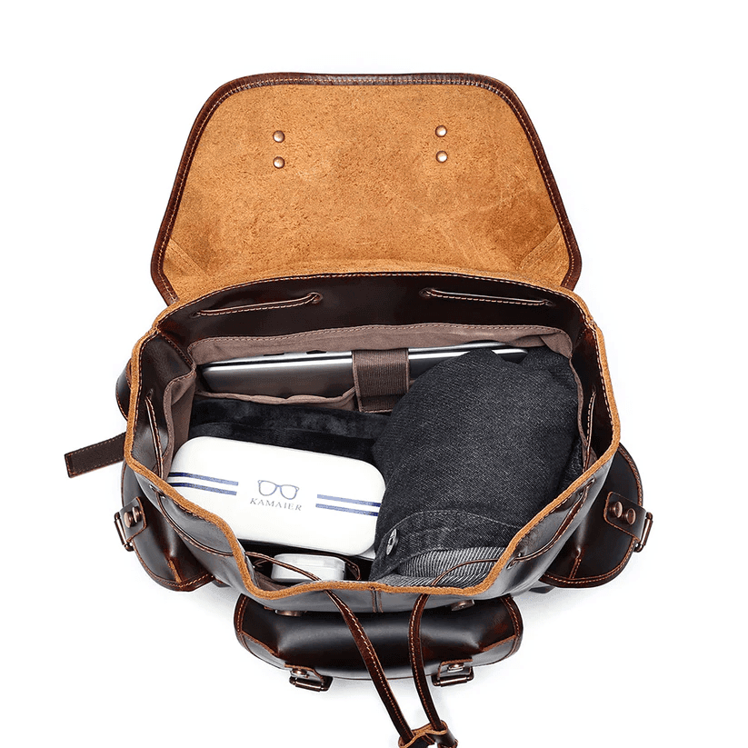 High Quality Mens Full Grain Cowhide Leather Vintage Office Laptop College Backpack Article: BPK-FL0022 - Image 6