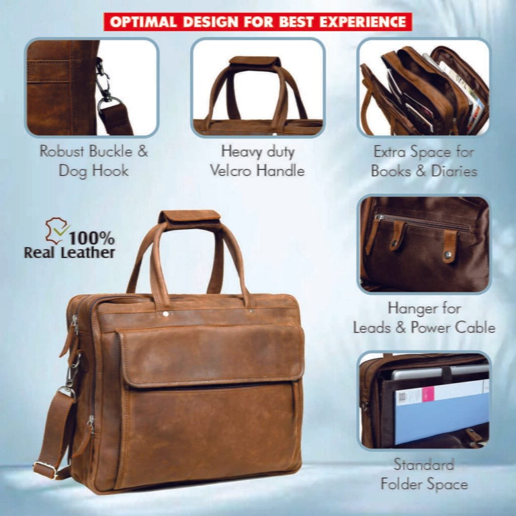 Full Grain Cowhide Leather Briefcase for Men - Image 6