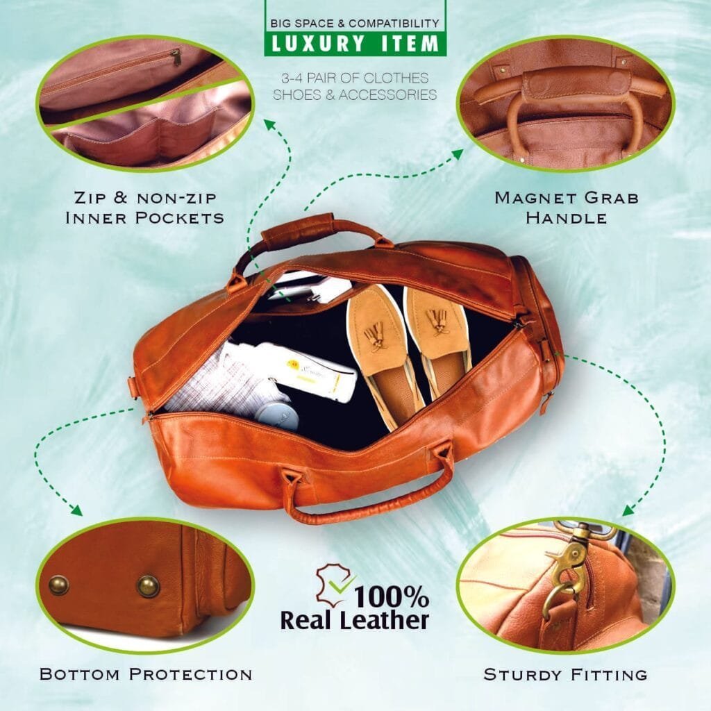 Cowhide Full Grain Leather Duffle Bag for Men - Image 8
