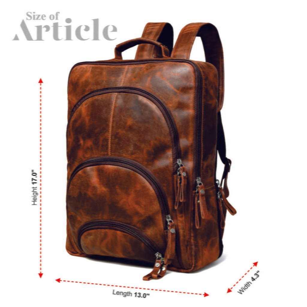 Full Grain Cowhide Men Vintage Leather Business Backpack - Image 7