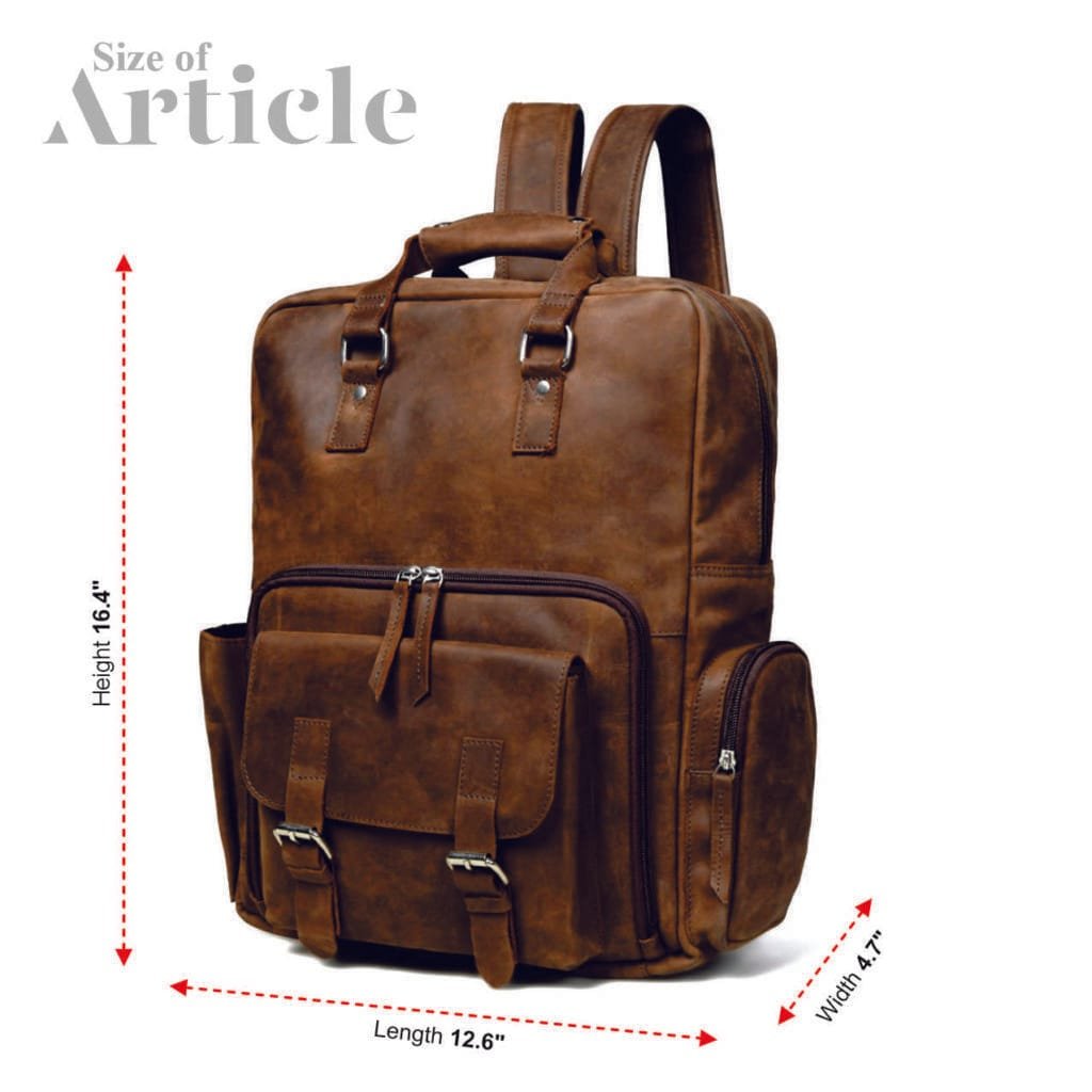 Large Vintage Cowhide Full Grain Leather Backpack - Image 9