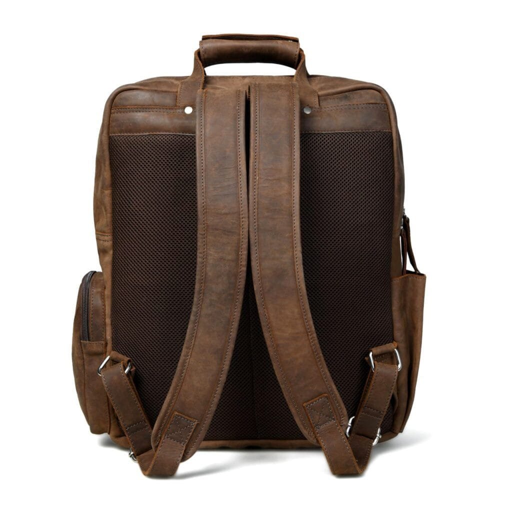 Large Vintage Cowhide Full Grain Leather Backpack - Image 3