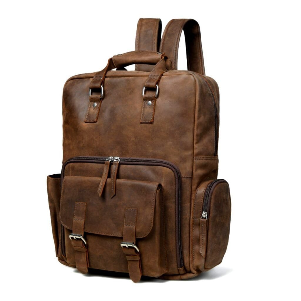Large Vintage Cowhide Full Grain Leather Backpack