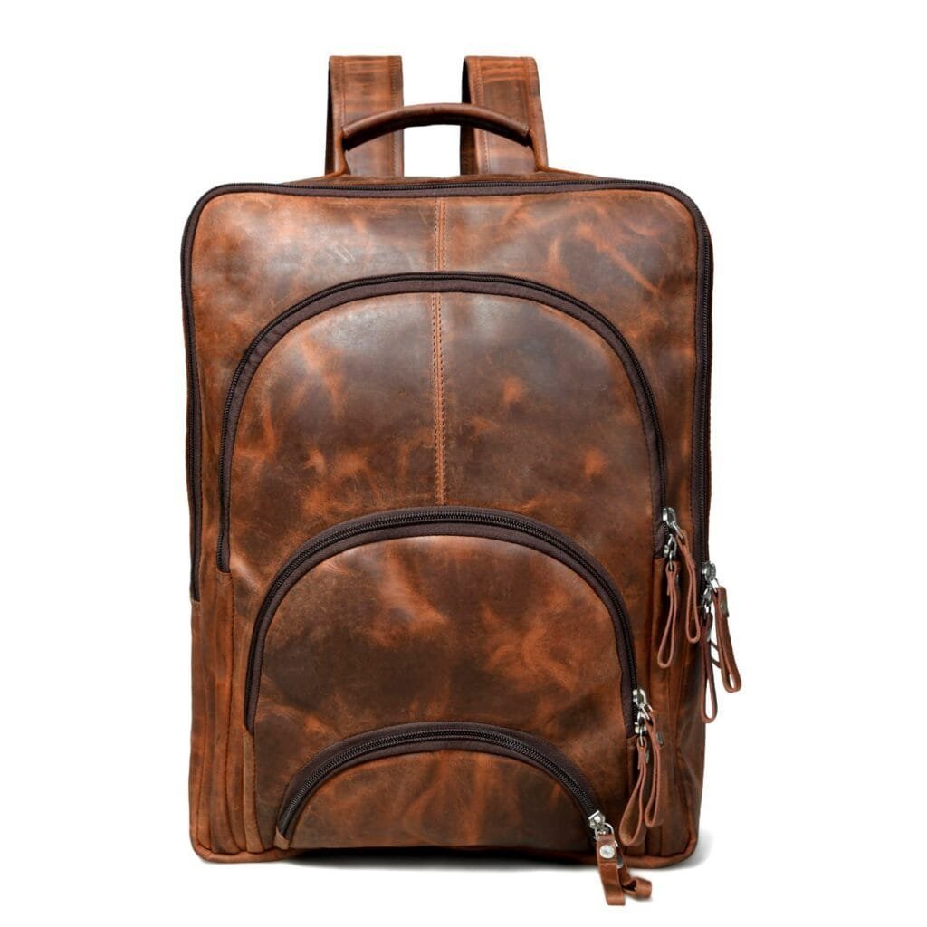 Full Grain Cowhide Men Vintage Leather Business Backpack