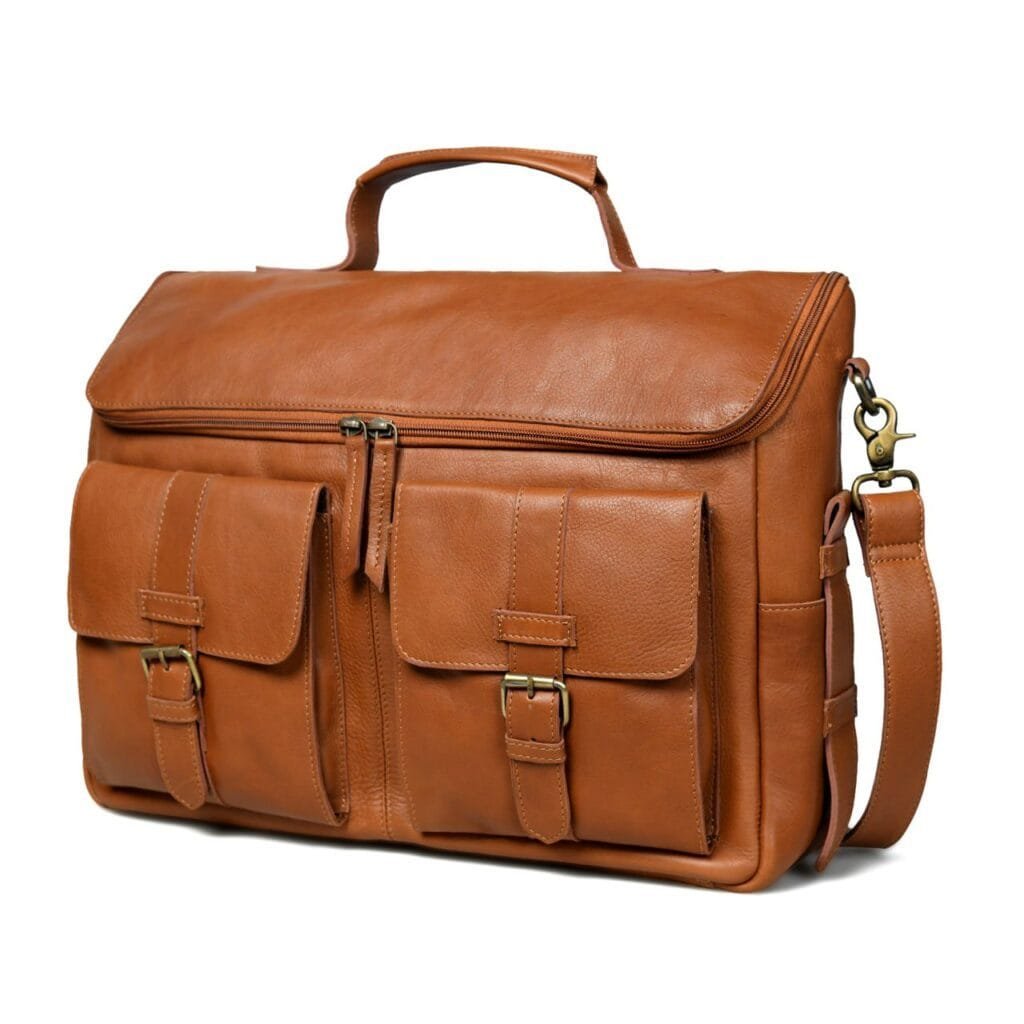 Tan Cowhide Full Grain Leather Bag for Men