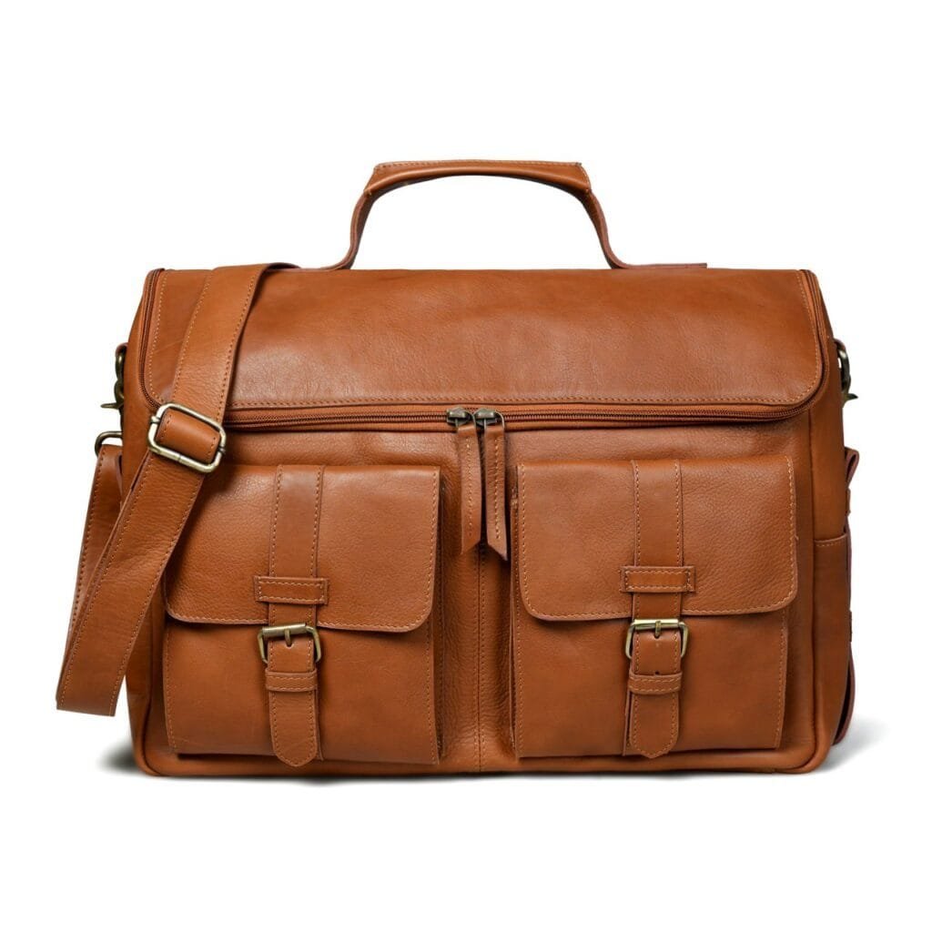 Tan Cowhide Full Grain Leather Bag for Men