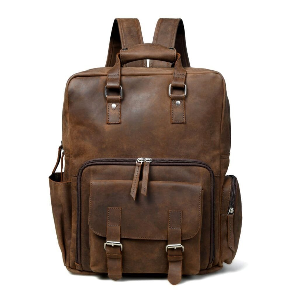 Large Vintage Cowhide Full Grain Leather Backpack