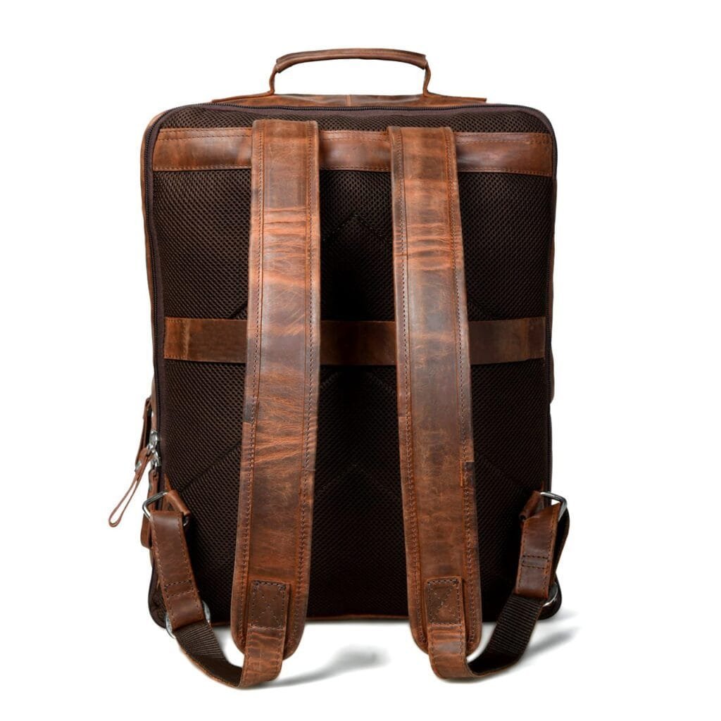 Full Grain Cowhide Men Vintage Leather Business Backpack - Image 3