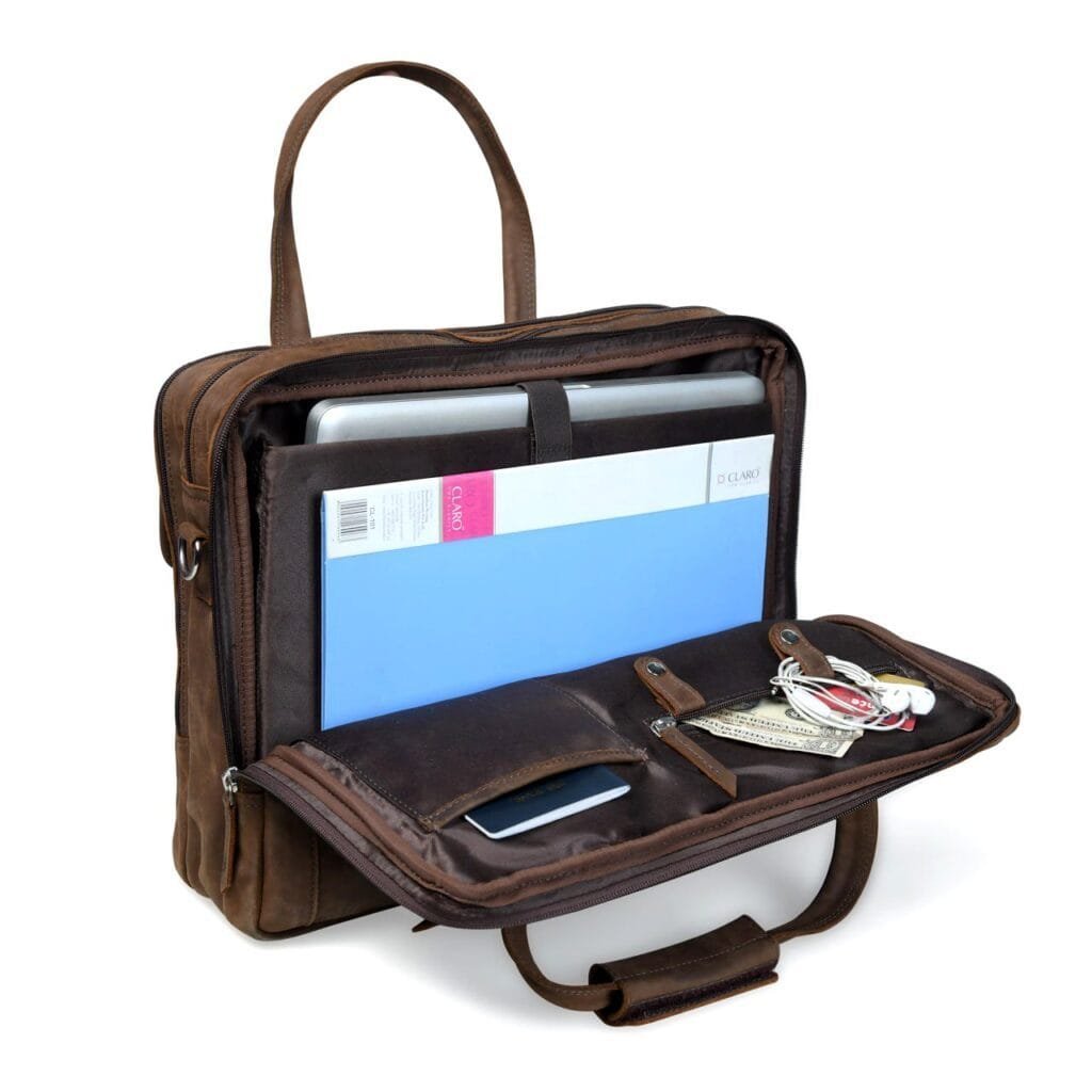 Full Grain Cowhide Leather Briefcase for Men - Image 3