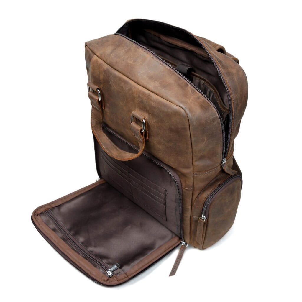 Large Vintage Cowhide Full Grain Leather Backpack - Image 7